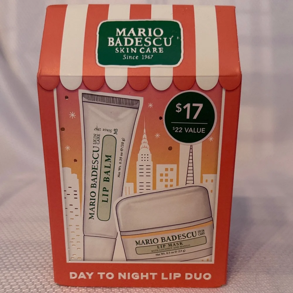 Mario Badescu Day to Night Lip Duo Set Coconut Lip Balm and Mango Lip Mask NEW